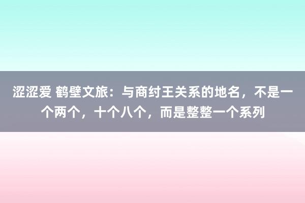 涩涩爱 鹤壁文旅:与商纣王关系的地名,不是一个两个,十个八个,而是整整一个系列
