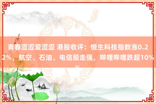 青春涩涩爱涩涩 港股收评：恒生科技指数涨0.22%，航空、石油、电信股走强，哔哩哔哩跌超10%