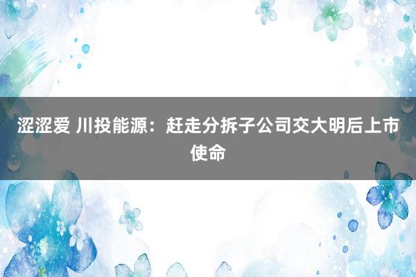 涩涩爱 川投能源：赶走分拆子公司交大明后上市使命