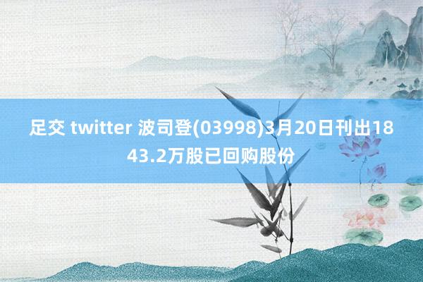 足交 twitter 波司登(03998)3月20日刊出1843.2万股已回购股份