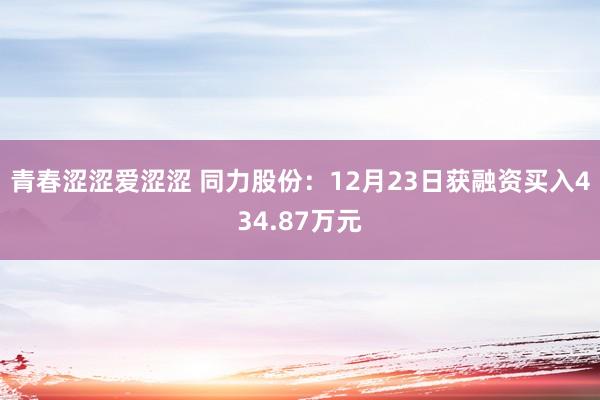 青春涩涩爱涩涩 同力股份：12月23日获融资买入434.87万元