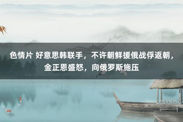 色情片 好意思韩联手，不许朝鲜援俄战俘返朝，金正恩盛怒，向俄罗斯施压