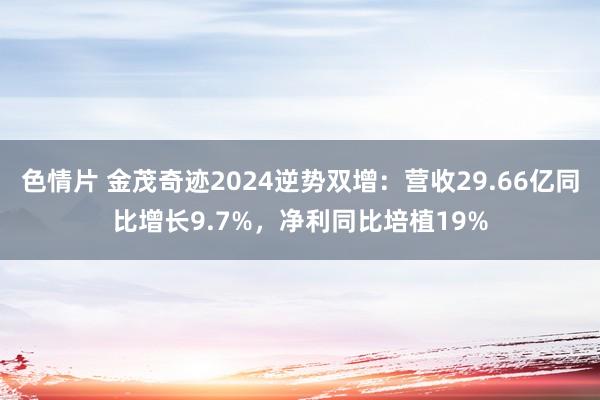 色情片 金茂奇迹2024逆势双增：营收29.66亿同比增长9.7%，净利同比培植19%