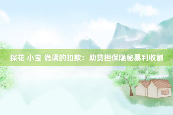 探花 小宝 诡谲的扣款：助贷担保隐秘暴利收割
