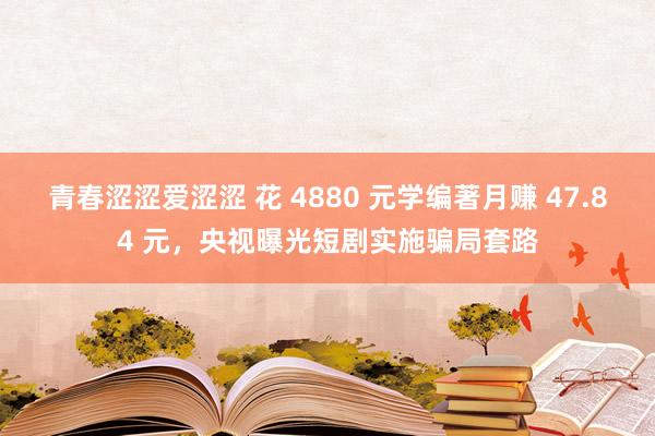 青春涩涩爱涩涩 花 4880 元学编著月赚 47.84 元，央视曝光短剧实施骗局套路