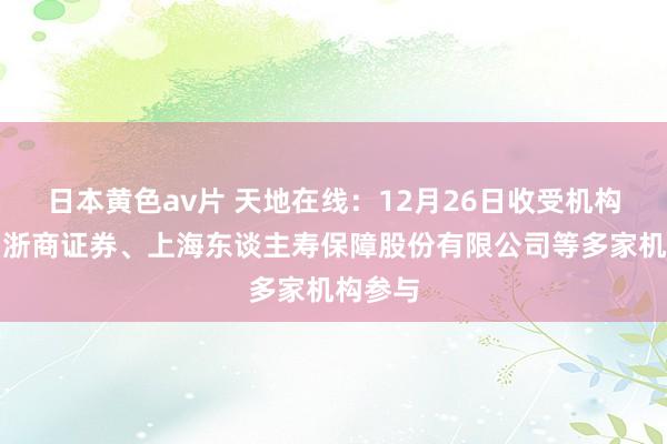 日本黄色av片 天地在线：12月26日收受机构调研，浙商证券、上海东谈主寿保障股份有限公司等多家机构参与