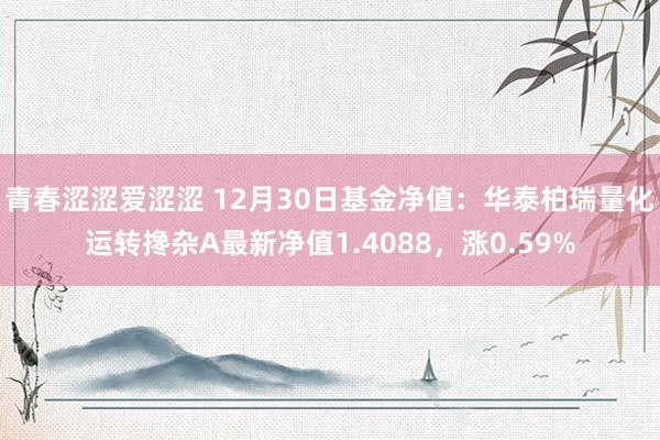 青春涩涩爱涩涩 12月30日基金净值：华泰柏瑞量化运转搀杂A最新净值1.4088，涨0.59%