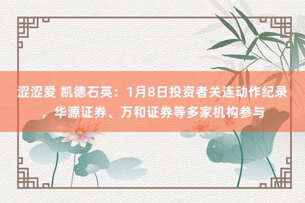 涩涩爱 凯德石英：1月8日投资者关连动作纪录，华源证券、万和证券等多家机构参与