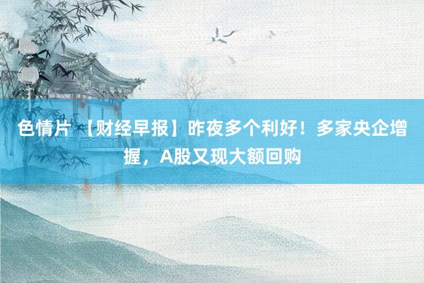 色情片 【财经早报】昨夜多个利好！多家央企增握，A股又现大额回购