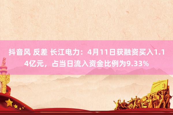 抖音风 反差 长江电力：4月11日获融资买入1.14亿元，占当日流入资金比例为9.33%