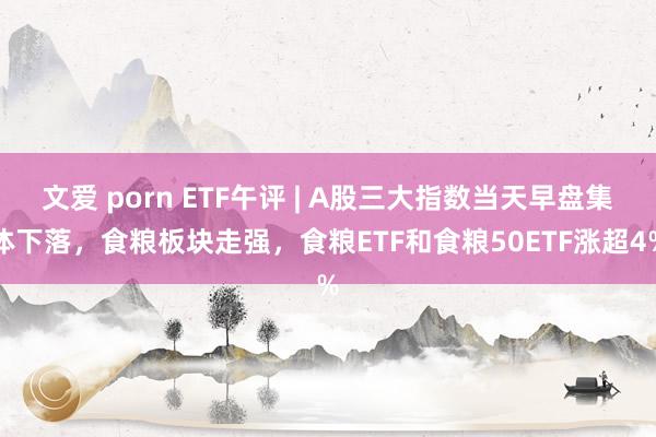 文爱 porn ETF午评 | A股三大指数当天早盘集体下落，食粮板块走强，食粮ETF和食粮50ETF涨超4%