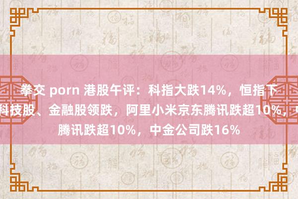 拳交 porn 港股午评：科指大跌14%，恒指下挫超2400点，科技股、金融股领跌，阿里小米京东腾讯跌超10%，中金公司跌16%
