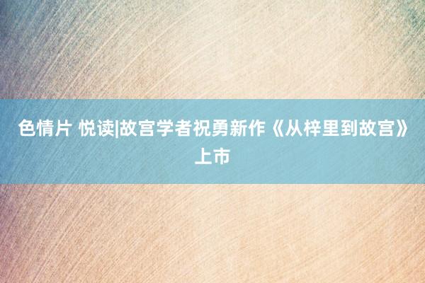 色情片 悦读|故宫学者祝勇新作《从梓里到故宫》上市
