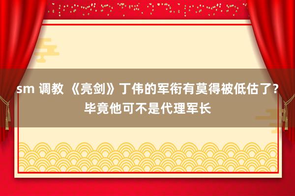 sm 调教 《亮剑》丁伟的军衔有莫得被低估了？毕竟他可不是代理军长