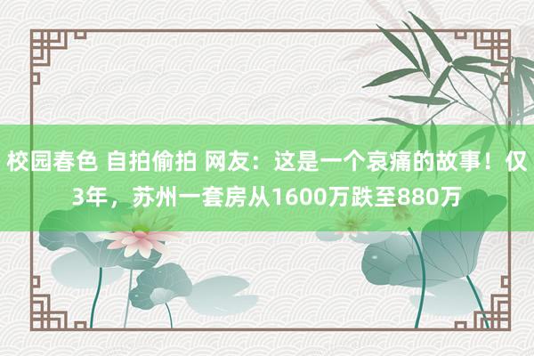 校园春色 自拍偷拍 网友：这是一个哀痛的故事！仅3年，苏州一套房从1600万跌至880万