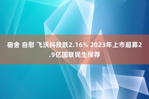 宿舍 自慰 飞沃科技跌2.16% 2023年上市超募2.9亿国联民生保荐