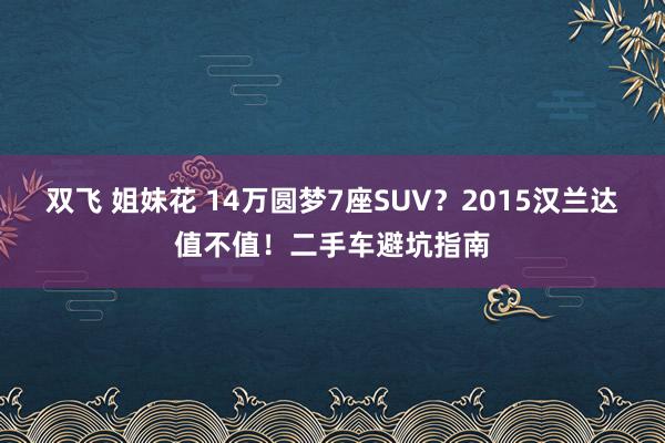 双飞 姐妹花 14万圆梦7座SUV？2015汉兰达值不值！二手车避坑指南