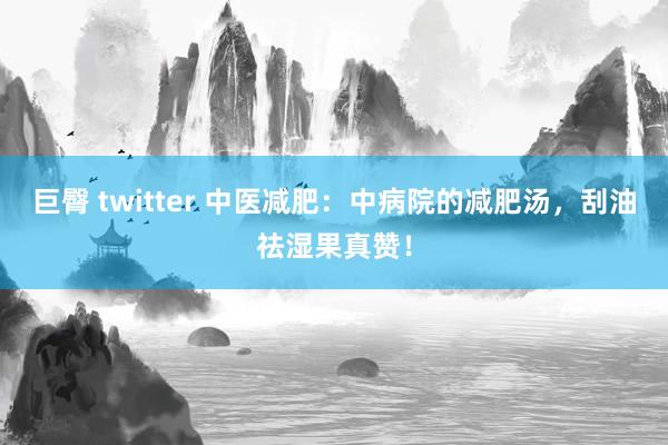 巨臀 twitter 中医减肥：中病院的减肥汤，刮油祛湿果真赞！